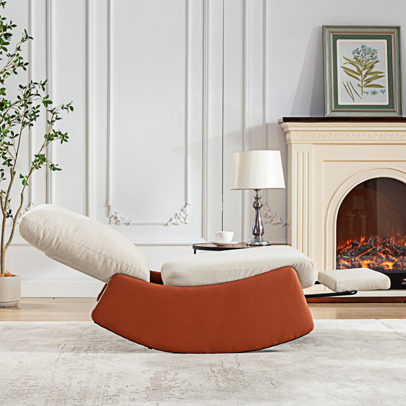 Modern Rocking Chair Recliner Comfy Rocker Nursery Chair with Footrest Accent Reading Chair Upholstered Lounge Chair for Relaxing Resting Soft